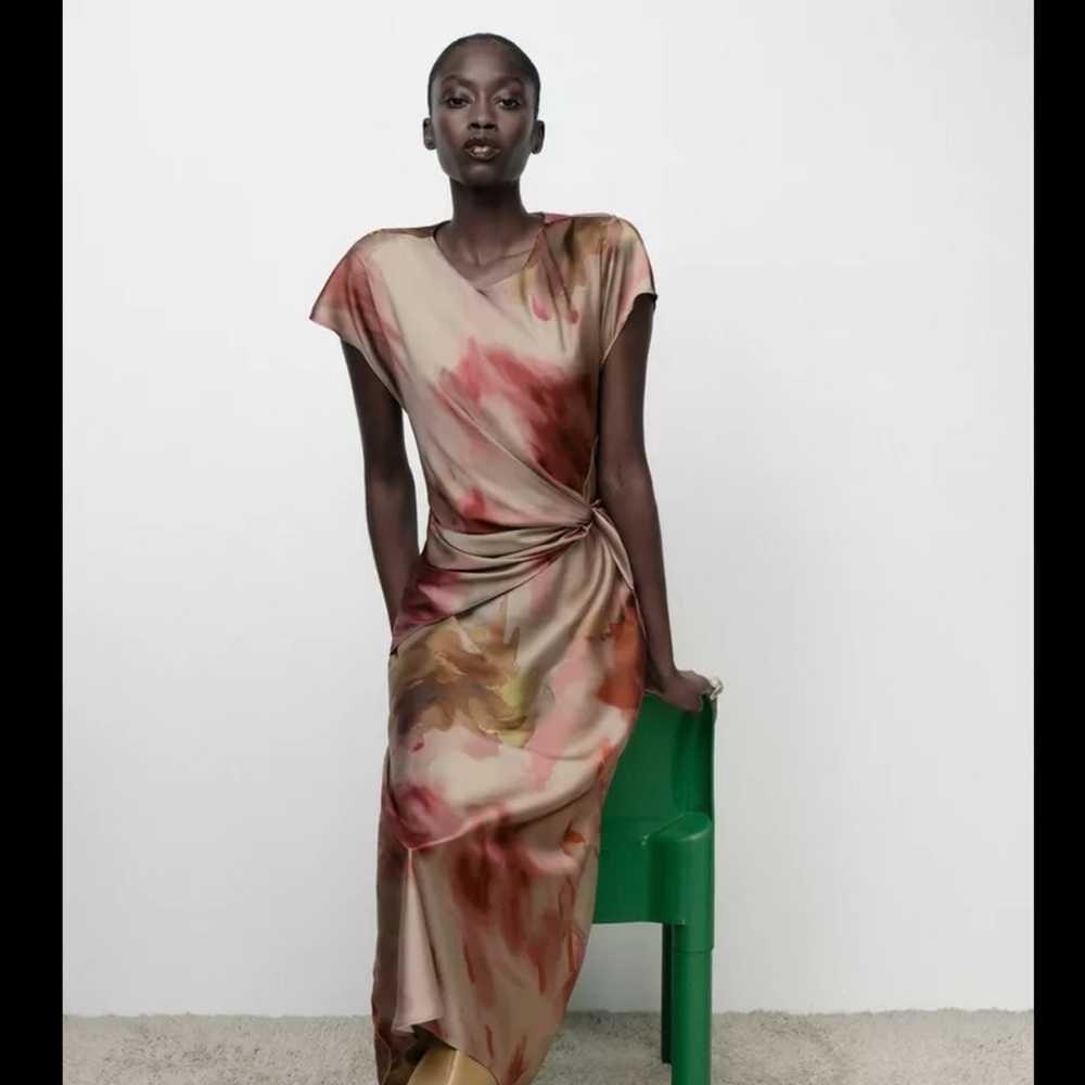Zara Asymmetrical Dress in Earthy Tones